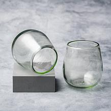 Clear Handblown Mexican Stemless Wine Glass - Set of 6