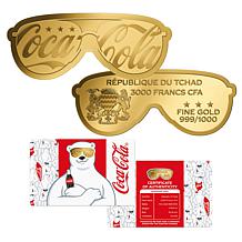 Coca-Cola LE Sunglasses 1/1000 oz. 99.9% Gold Coin - Republic of Chad