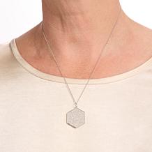 Colleen Lopez 1.46ctw Pavé White Diamond Hexagon Pendant with Chain 