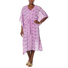Colleen Lopez 2-piece Printed Midi Caftan Dress with Slip