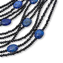 Colleen Lopez Black Spinel and Lapis 11-Row Layered 20" Necklace