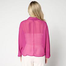 Colleen Lopez Button Front Dolman-Sleeve Top