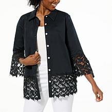 Colleen Lopez Button-Front Tunic with Lace Detail
