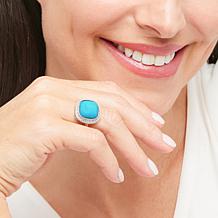 Colleen Lopez Cushion-Shaped Kingman Turquoise and White Zircon Ring