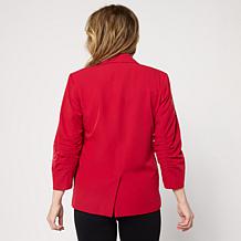 Colleen Lopez Embroidered Button-Front Woven Blazer