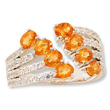 Colleen Lopez Exotic Gemstone and White Zircon Open-Shank Ring