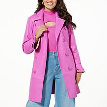 Colleen Lopez Faux Leather Coat with Ruffle Cuffs