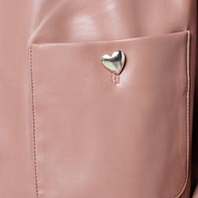 Colleen Lopez Faux Leather Jacket with Heart Buttons