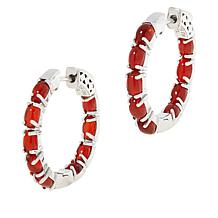 Colleen Lopez Fire Opal Sterling Silver Inside-Outside Hoop Earrings