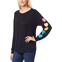 Colleen Lopez French Terry Hearts Boatneck Sweatshirt