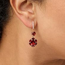 Colleen Lopez Garnet Flower Rose Gold-Plated Drop Earrings