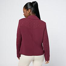 Colleen Lopez Knit Crepe Jacket with Mini Rhinestuds