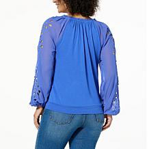 Colleen Lopez Knit Top with Eyelet Sleeves
