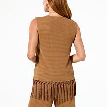 Colleen Lopez Knotted Fringe Hem Top 