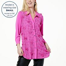 Colleen Lopez Lace Overlay Button-Down Blouse