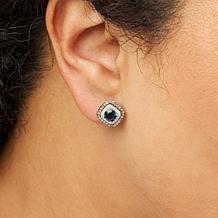 Colleen Lopez London Blue Topaz and Diamond Double Halo Stud Earrings