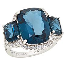 Colleen Lopez London Blue Topaz and White Zircon 3-Stone Ring