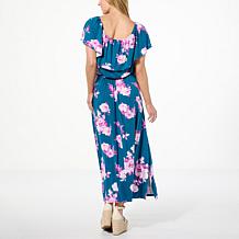 Colleen Lopez Off-the-Shoulder Printed Knit Maxi Dress
