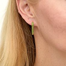 Colleen Lopez Pavé Gemstone Paperclip Link Hoop Earrings