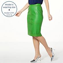 Colleen Lopez Perforated Faux Leather Skirt 