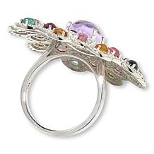 Colleen Lopez Pink Amethyst and Multigem Round Cluster Ring