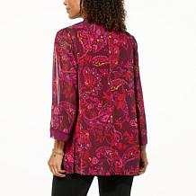 Colleen Lopez Printed Chiffon Topper with Solid Border