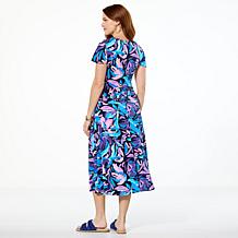 Colleen Lopez Printed Jersey Knit Dress with Shirred Waist