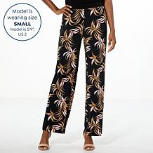 Colleen Lopez Printed Pull-On Pant with Solid Trim
