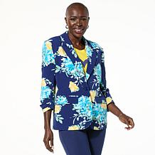 Colleen Lopez Printed Woven Blazer with Scrunched Sleeves