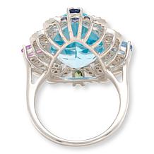 Colleen Lopez Sky Blue Topaz, Sapphire and Diamond Ring
