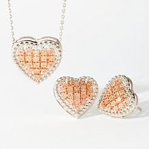 Colleen Lopez Sterling Silver 1/5ctw Diamond Pavé Heart Jewelry Set