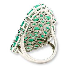 Colleen Lopez Sterling Silver 8.3ctw Emerald Cluster Ring