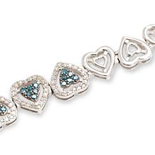 Colleen Lopez Sterling Silver Blue & White Diamond Heart Bracelet