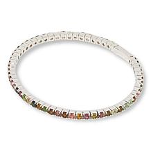 Colleen Lopez Sterling Silver Gemstone Flexible Bangle Bracelet