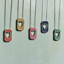 Colleen Lopez Sterling Silver Gemstone Heart Tag Pendant with Chain