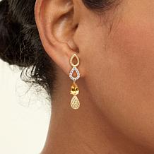 Colleen Lopez Sterling Silver Gemstone Multi-Pear Drop Earrings