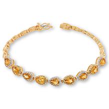Colleen Lopez Sterling Silver Gemstone Pear Halo Line Bracelet