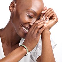 Colleen Lopez Sterling Silver Green Tsavorite Hinged Bangle Bracelet