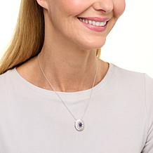 Colleen Lopez Sterling Silver Semi-Precious Gem Oval Pendant w/Chain