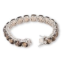 Colleen Lopez Sterling Silver Smoky Quartz Cushion Stone Line Bracelet