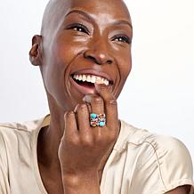 Colleen Lopez Sterling Silver Turquoise and Multigemstone Ring