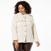 Colleen Lopez Tweed Jacket with Decorative Heart Buttons