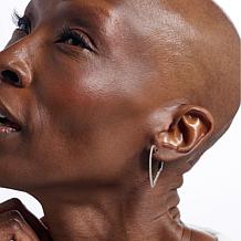 Colleen Lopez White Diamond 1-1/4" Heart Hoop Earrings