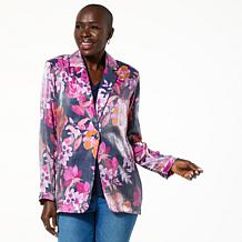 Colleen Lopez Woven Blazer with Zippered Sleeve Detail