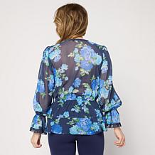 Colleen Lopez Woven Ruffle Front Surplice Blouse