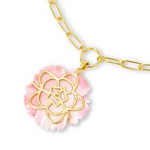 Connie Craig Carroll Jewelry 18" Shell Flower Pendant Necklace