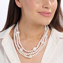 Connie Craig Carroll Jewelry 20" Cultured Pearl Three-Row Necklace