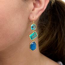 Connie Craig Carroll Jewelry Beryyl Blue Gem Doublet Drop Earrings