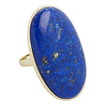 Ring Calzedonia Blue Gemstone Oval Cabochon Shape 7x9 MM Color