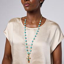 Connie Craig Carroll Jewelry Cross Pendant with Beaded Rosary Chain